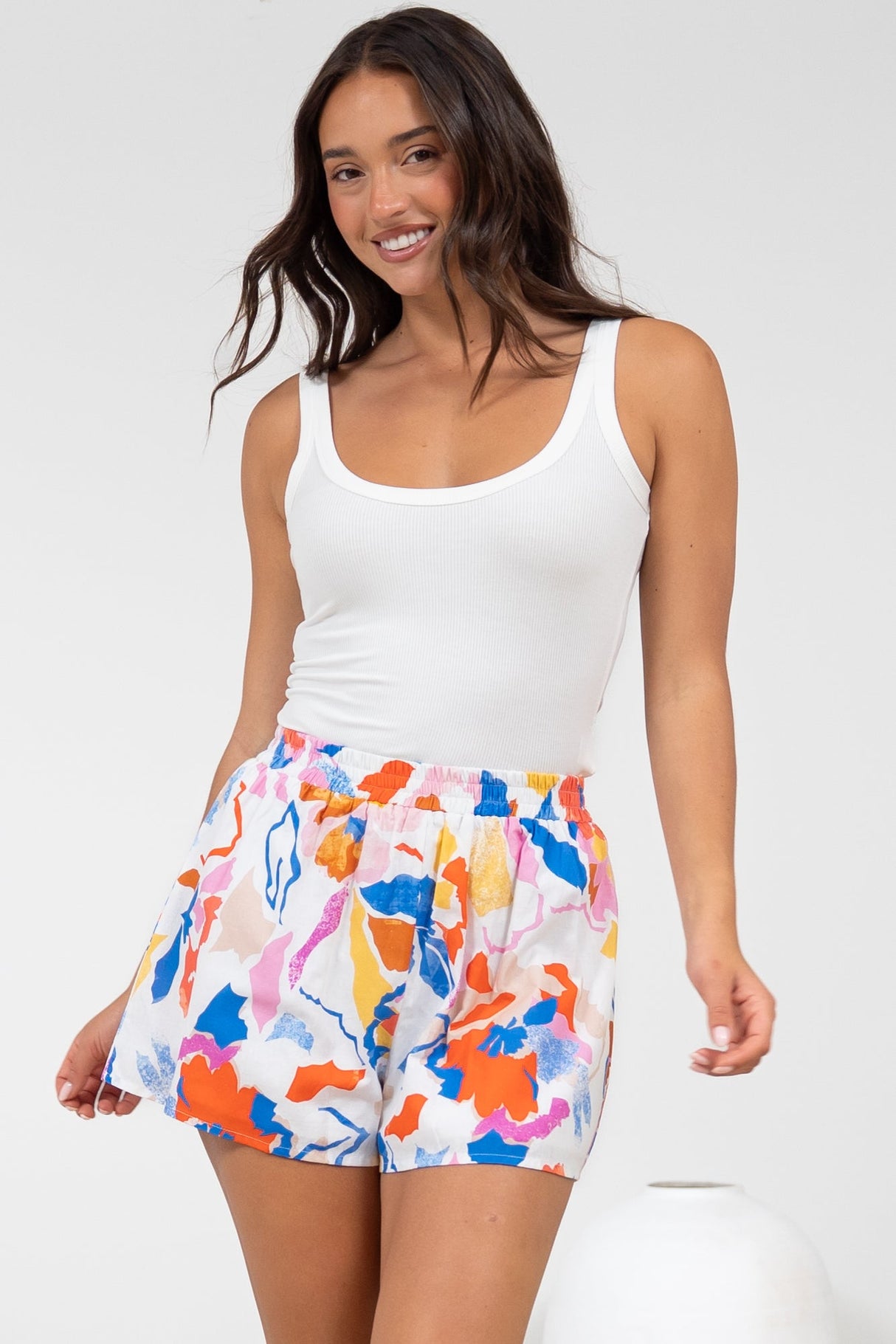 Remira Shorts - High Waisted Short with Elasticated Waistband in Isadora Print