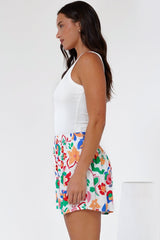 Remira Shorts - High Waisted Short with Elasticated Waistband in Leland Print