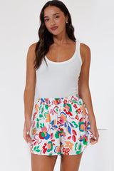 Remira Shorts - High Waisted Short with Elasticated Waistband in Leland Print