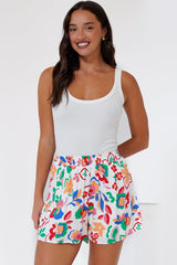 Remira Shorts - High Waisted Short with Elasticated Waistband in Leland Print