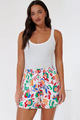 Remira Shorts - High Waisted Short with Elasticated Waistband in Leland Print