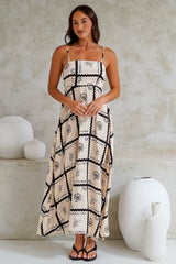 Radley Maxi Dress - Empire Line Sun Dress with Adjustable Straps in Kaspia Print