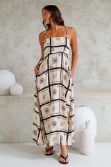 Radley Maxi Dress - Empire Line Sun Dress with Adjustable Straps in Kaspia Print