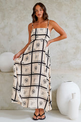 Radley Maxi Dress - Empire Line Sun Dress with Adjustable Straps in Kaspia Print