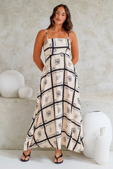 Radley Maxi Dress - Empire Line Sun Dress with Adjustable Straps in Kaspia Print