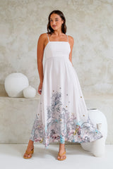 Mattina Maxi Dress: Spaghetti Strap Sun Dress in Horoscope Print