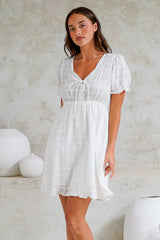 Rituelle Mini Dress - Babydoll Mini Dress in White