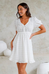 Rituelle Mini Dress - Babydoll Mini Dress in White