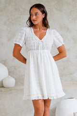Rituelle Mini Dress - Babydoll Mini Dress in White