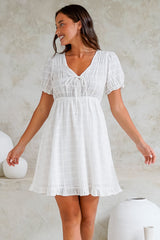 Rituelle Mini Dress - Babydoll Mini Dress in White