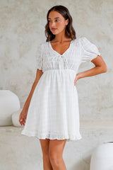 Rituelle Mini Dress - Babydoll Mini Dress in White