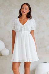 Rituelle Mini Dress - Babydoll Mini Dress in White
