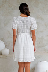 Rituelle Mini Dress - Babydoll Mini Dress in White