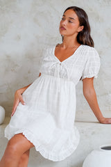 Rituelle Mini Dress - Babydoll Mini Dress in White