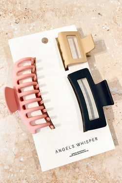 Renee Claw Clip Set - Pink/Neutral