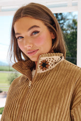 JAASE - Revival Jacket: Crochet Detailed Jacket in Toffee