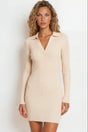 Model wearing Rhode Mini Dress in Beige from Salty Crush