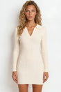 Model wearing Rhode Mini Dress in Cream from Salty Crush