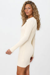 Model wearing Rhode Mini Dress in Cream from Salty Crush