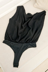 Rielle Top - One Shoulder Asymmetric Bodysuit in Black