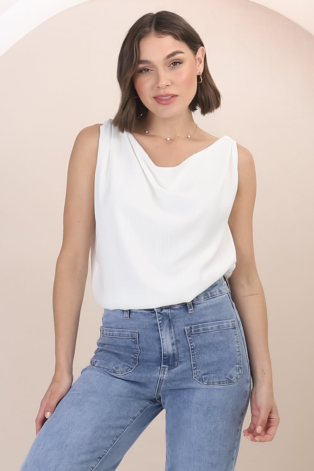 Rielle Top - One Shoulder Aysmmetric Bodysuit in White