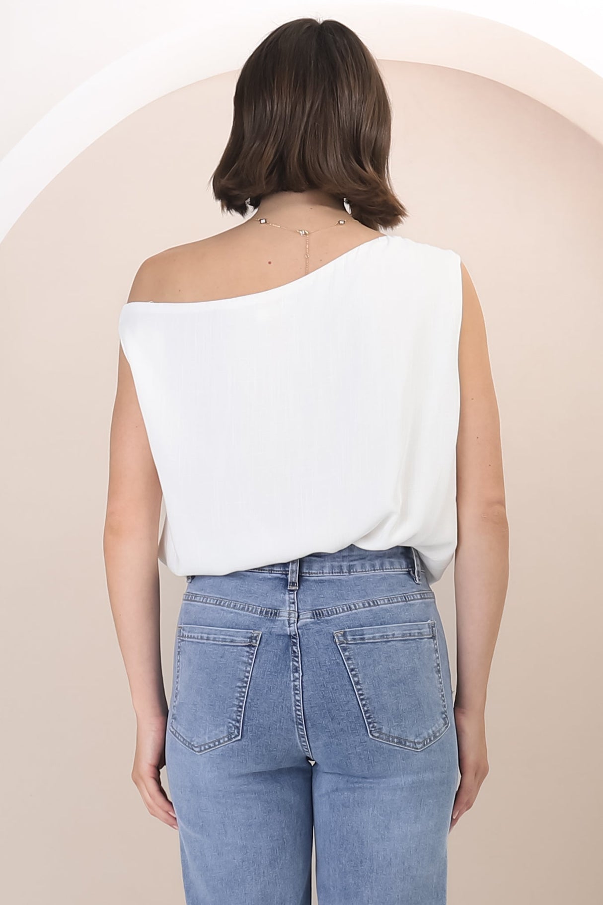 Rielle Top - One Shoulder Aysmmetric Bodysuit in White