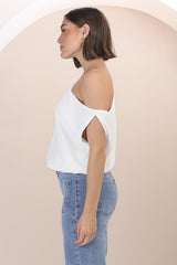 Rielle Top - One Shoulder Aysmmetric Bodysuit in White