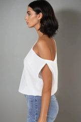 Rielle Top - One Shoulder Aysmmetric Bodysuit in White