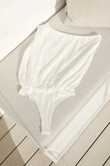 Rielle Top - One Shoulder Asymmetric Bodysuit in White