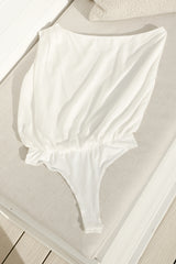 Rielle Top - One Shoulder Asymmetric Bodysuit in White