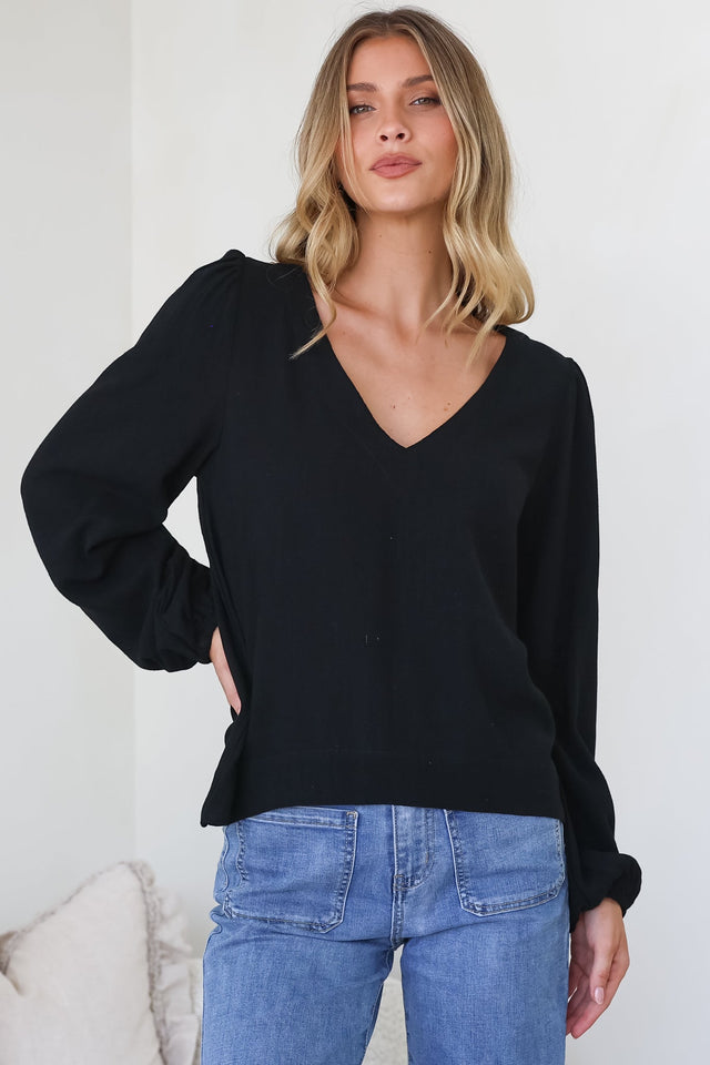 Model wearing Ritual Top in Black from Salty Crush