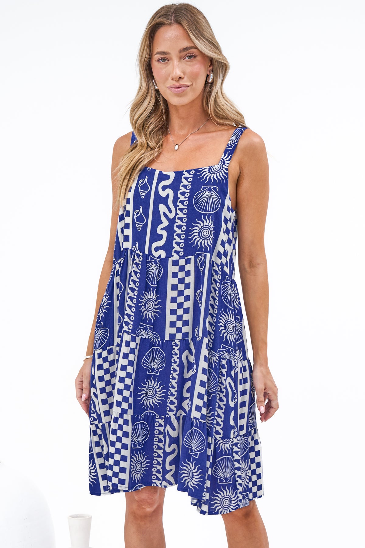 Riviera Mini Dress  - Sun Mini Dress with Pockets in Capri Bloom Print
