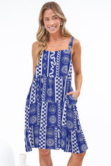 Riviera Mini Dress  - Sun Mini Dress with Pockets in Capri Bloom Print