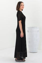 Roberta Maxi Dress - Knit Body Con Dress In Black