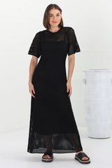 Roberta Maxi Dress - Knit Body Con Dress In Black