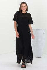 Roberta Maxi Dress - Knit Body Con Dress In Black