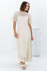 Roberta Maxi Dress - Knit Body Con Dress In Cream