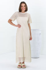 Roberta Maxi Dress - Knit Body Con Dress In Cream