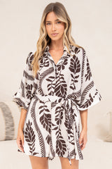 Robina Playsuit - Collared Button Down Front with Detatchable Waist Tie in Campbell Print