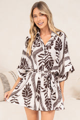Robina Playsuit - Collared Button Down Front with Detatchable Waist Tie in Campbell Print