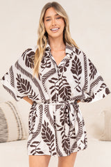 Robina Playsuit - Collared Button Down Front with Detatchable Waist Tie in Campbell Print