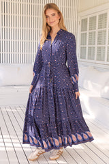 JAASE - Romee Maxi Dress: Tiered Dress with Pull Tie Waist in the Alaska Print