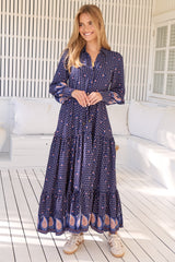 JAASE - Romee Maxi Dress: Tiered Dress with Pull Tie Waist in the Alaska Print