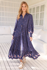 JAASE - Romee Maxi Dress: Tiered Dress with Pull Tie Waist in the Alaska Print