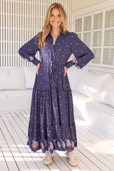 JAASE - Romee Maxi Dress: Tiered Dress with Pull Tie Waist in the Alaska Print