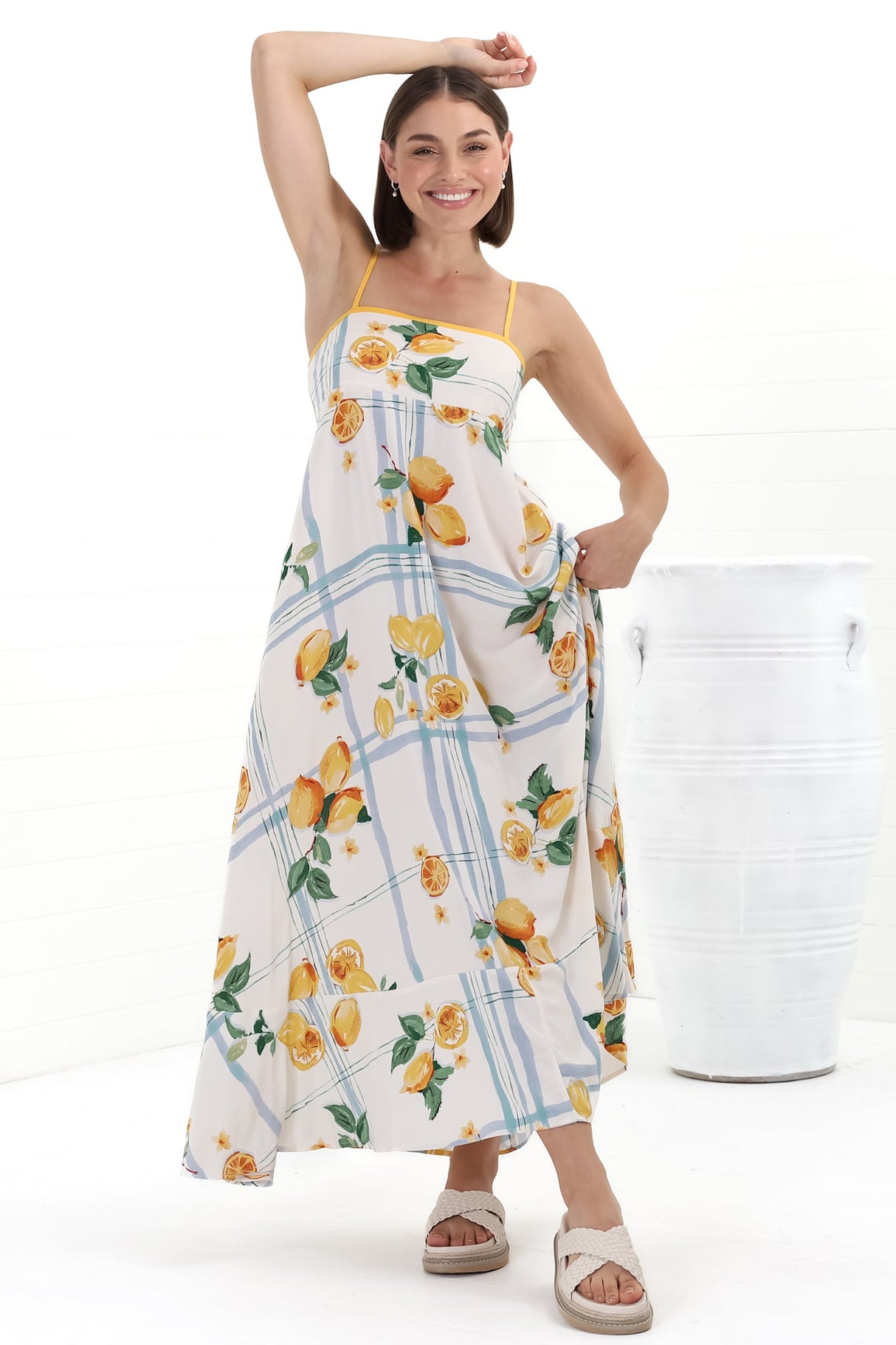 Rosa Maxi Dress - Sun Dress with Shirred Back in San Vitto Print