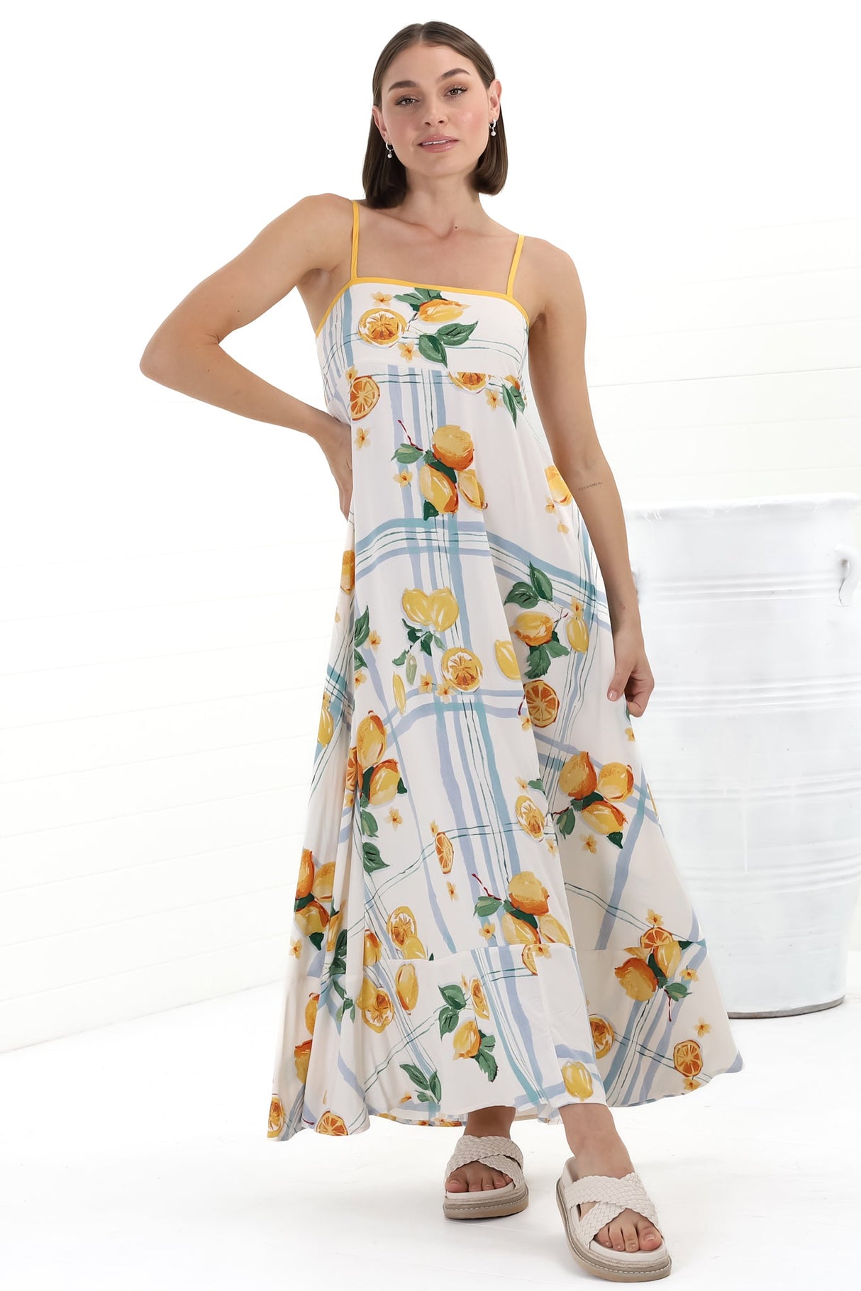 Rosa Maxi Dress - Sun Dress with Shirred Back in San Vitto Print