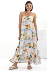 Rosa Maxi Dress - Sun Dress with Shirred Back in San Vitto Print