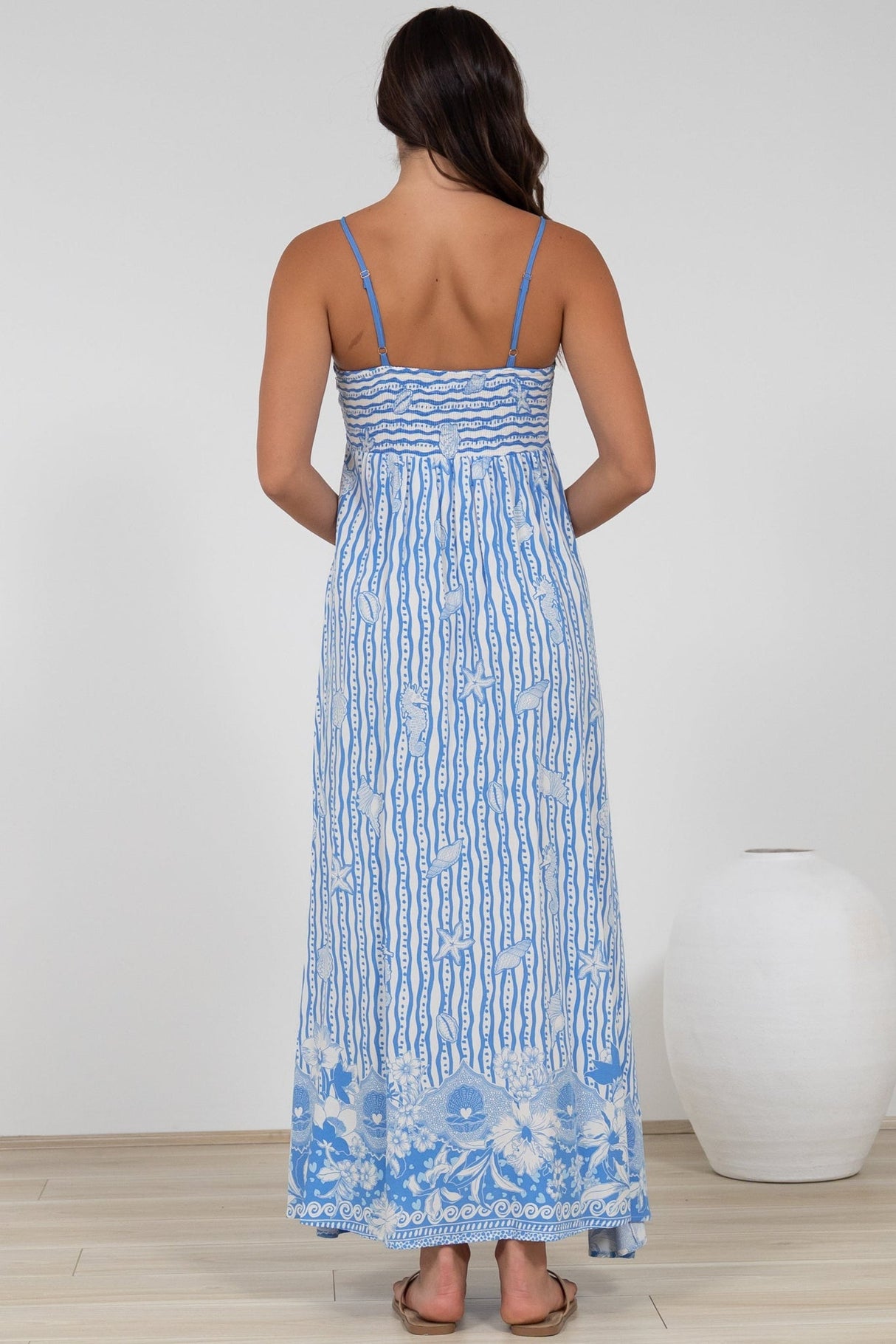 Rosa Maxi Dress - Sun Dress with Shirred Back in Ailsa Print