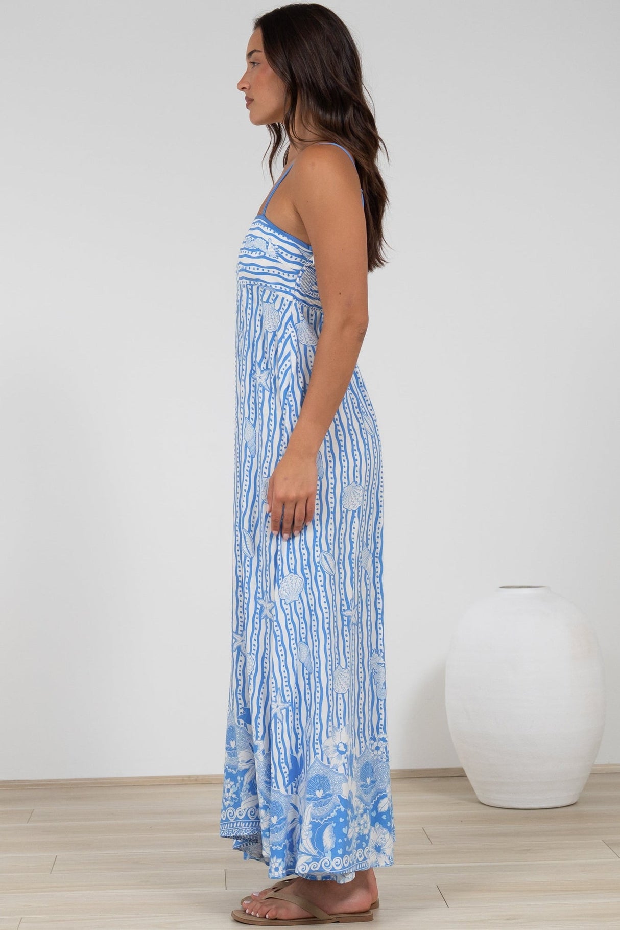 Rosa Maxi Dress - Sun Dress with Shirred Back in Ailsa Print